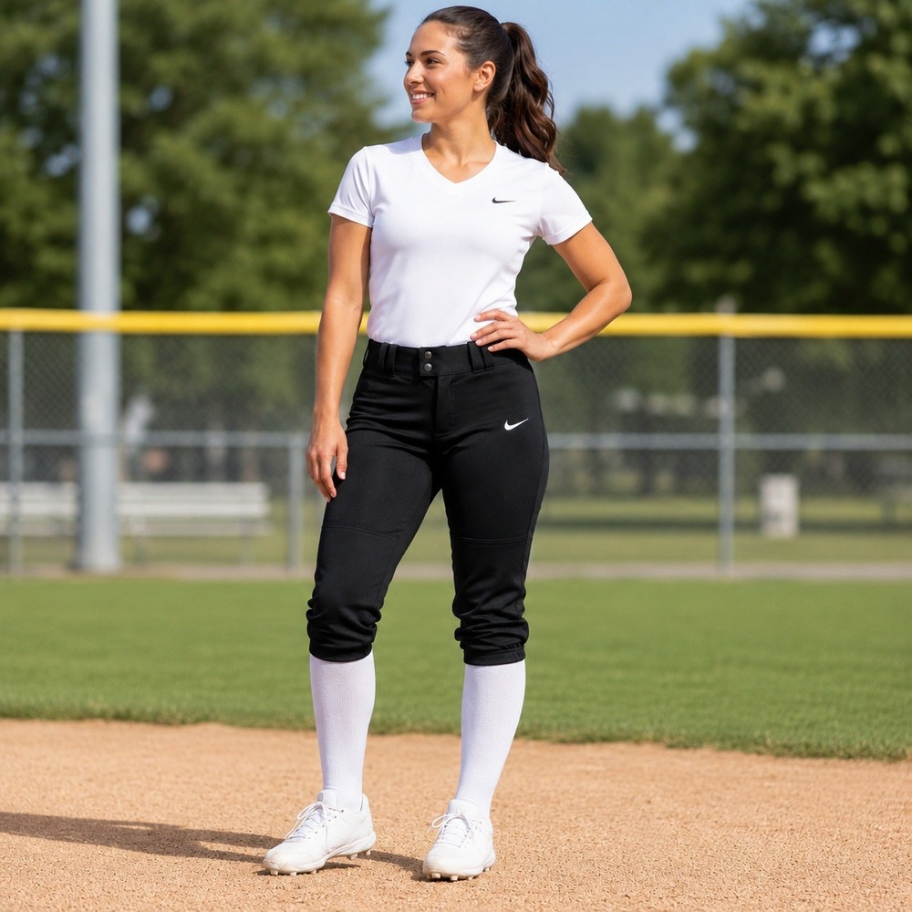 Nike Team Engineered‎ Black Softball Pants Womens Medium Cropped Knicker Style